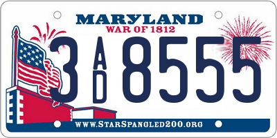 MD license plate 3AD8555