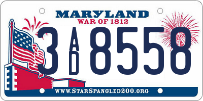 MD license plate 3AD8558