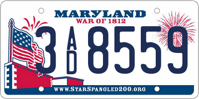 MD license plate 3AD8559