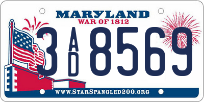 MD license plate 3AD8569