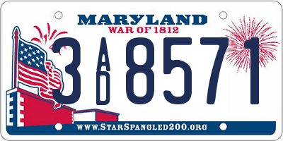 MD license plate 3AD8571