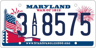 MD license plate 3AD8575