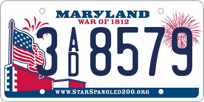 MD license plate 3AD8579