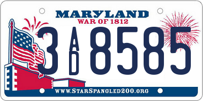 MD license plate 3AD8585