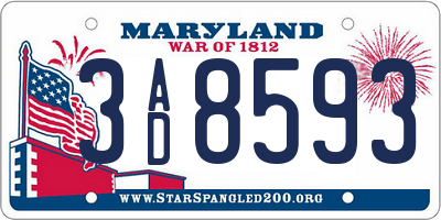 MD license plate 3AD8593