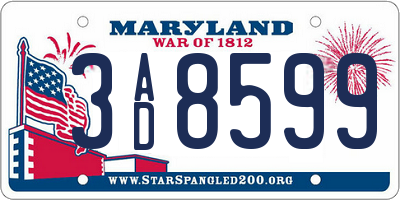 MD license plate 3AD8599