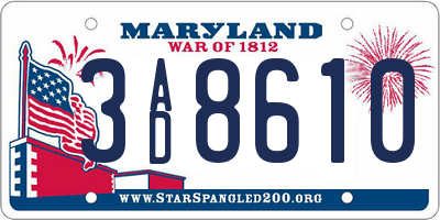 MD license plate 3AD8610