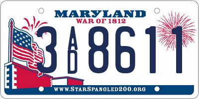 MD license plate 3AD8611