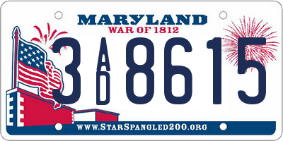 MD license plate 3AD8615
