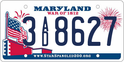 MD license plate 3AD8627