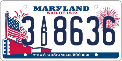 MD license plate 3AD8636