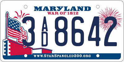 MD license plate 3AD8642