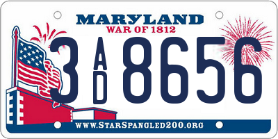 MD license plate 3AD8656