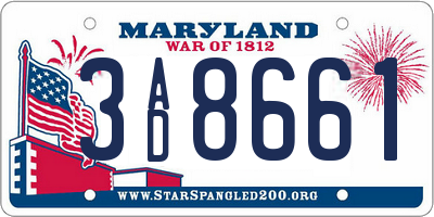 MD license plate 3AD8661