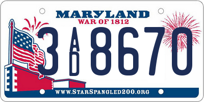 MD license plate 3AD8670
