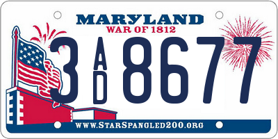 MD license plate 3AD8677
