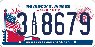 MD license plate 3AD8679