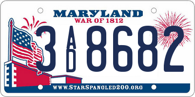 MD license plate 3AD8682