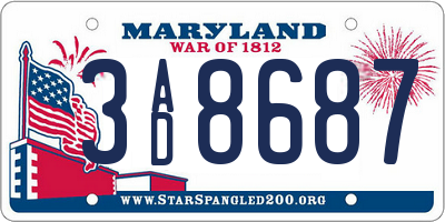 MD license plate 3AD8687