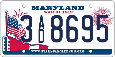 MD license plate 3AD8695
