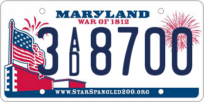 MD license plate 3AD8700