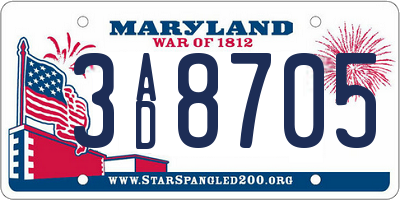 MD license plate 3AD8705