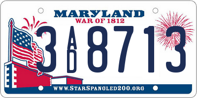 MD license plate 3AD8713