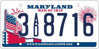 MD license plate 3AD8716