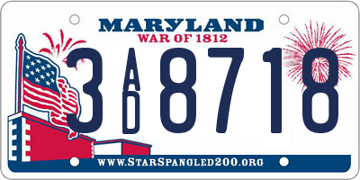 MD license plate 3AD8718