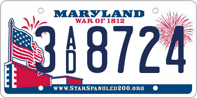 MD license plate 3AD8724