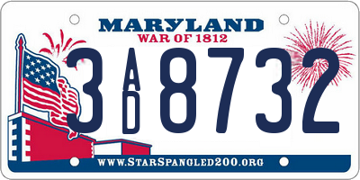 MD license plate 3AD8732