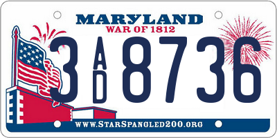 MD license plate 3AD8736