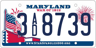 MD license plate 3AD8739