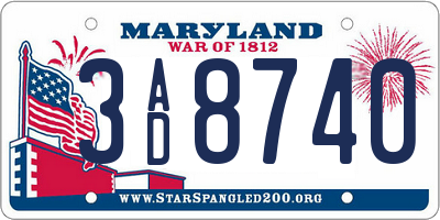 MD license plate 3AD8740