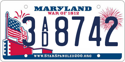 MD license plate 3AD8742