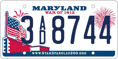 MD license plate 3AD8744
