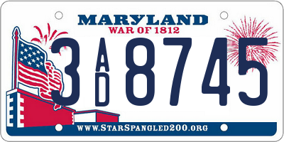 MD license plate 3AD8745