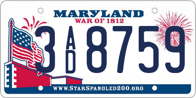 MD license plate 3AD8759