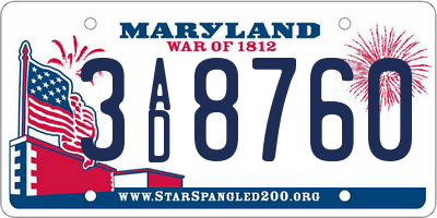 MD license plate 3AD8760