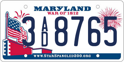 MD license plate 3AD8765
