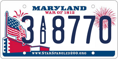 MD license plate 3AD8770