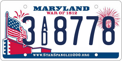 MD license plate 3AD8778