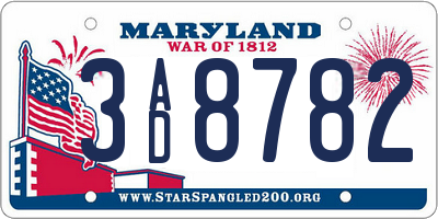 MD license plate 3AD8782