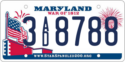 MD license plate 3AD8788