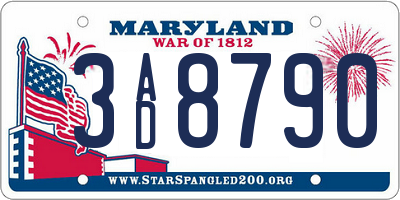 MD license plate 3AD8790