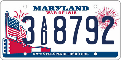 MD license plate 3AD8792