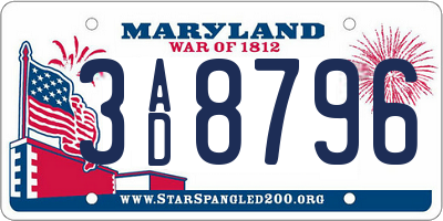 MD license plate 3AD8796