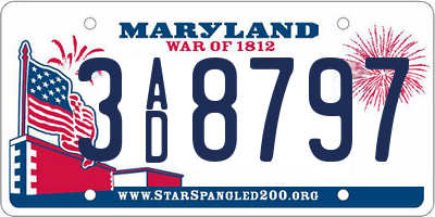 MD license plate 3AD8797