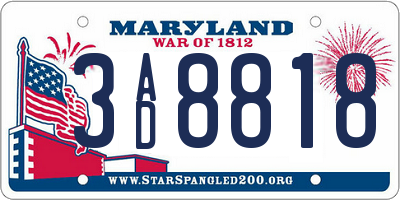 MD license plate 3AD8818