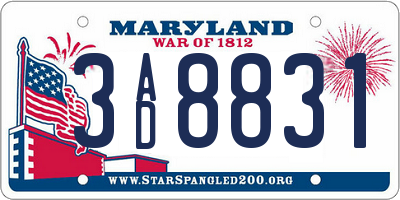 MD license plate 3AD8831